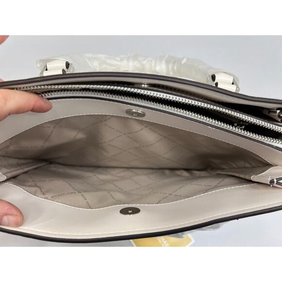 NEW MICHAEL KORS HOPE Handbag Women Large Satchel Purse 35T0SWXS3L OPTIC WHITE - Picture 8 of 16